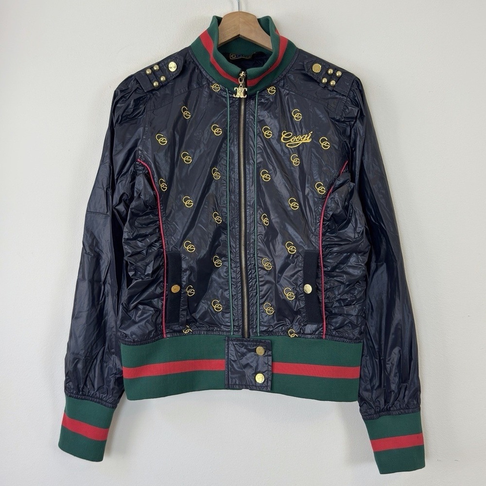 Vintage Women's Coogi Nylon Zip Up Black Light Jacket - XL